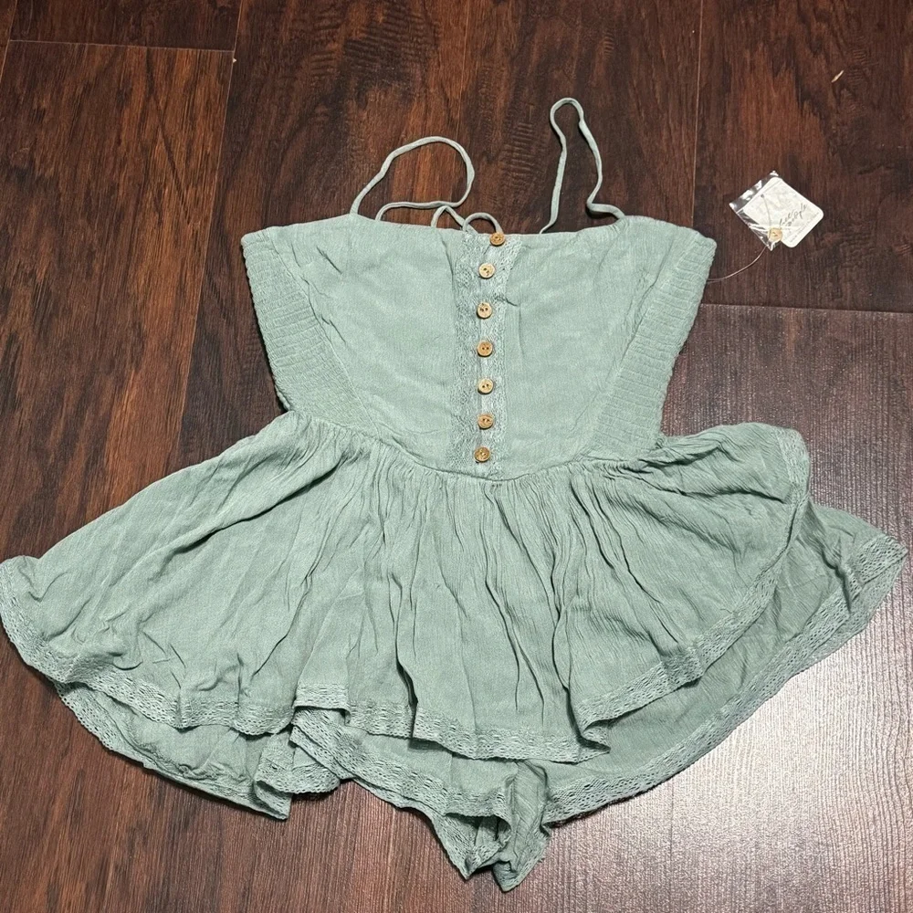 Free People Marley Romper Green  XSmall NWT
